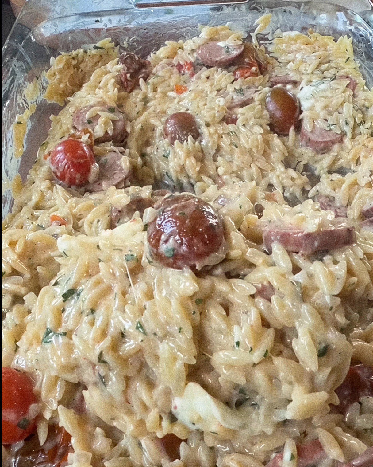 One-Pan Sausage & Burrata Orzo recipe