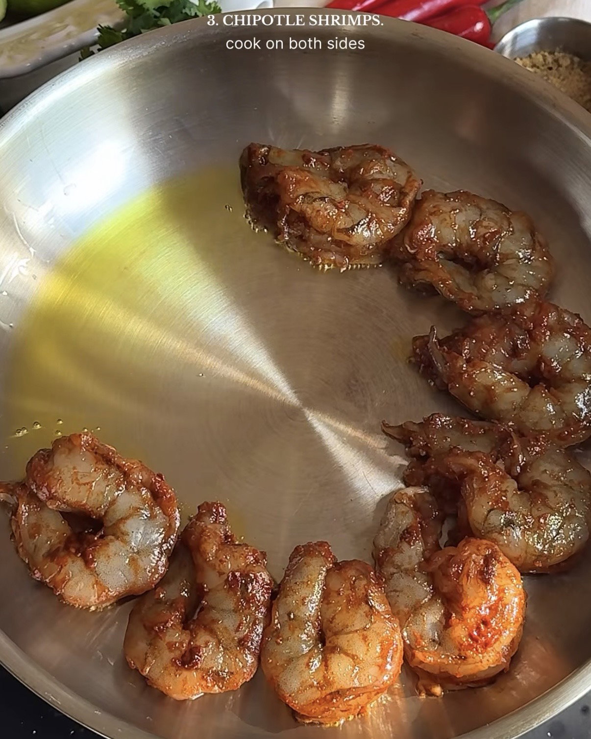 Step 1.5: Marinate the shrimps with chipotle paste, smoked paprika, ground cumin, salt to taste