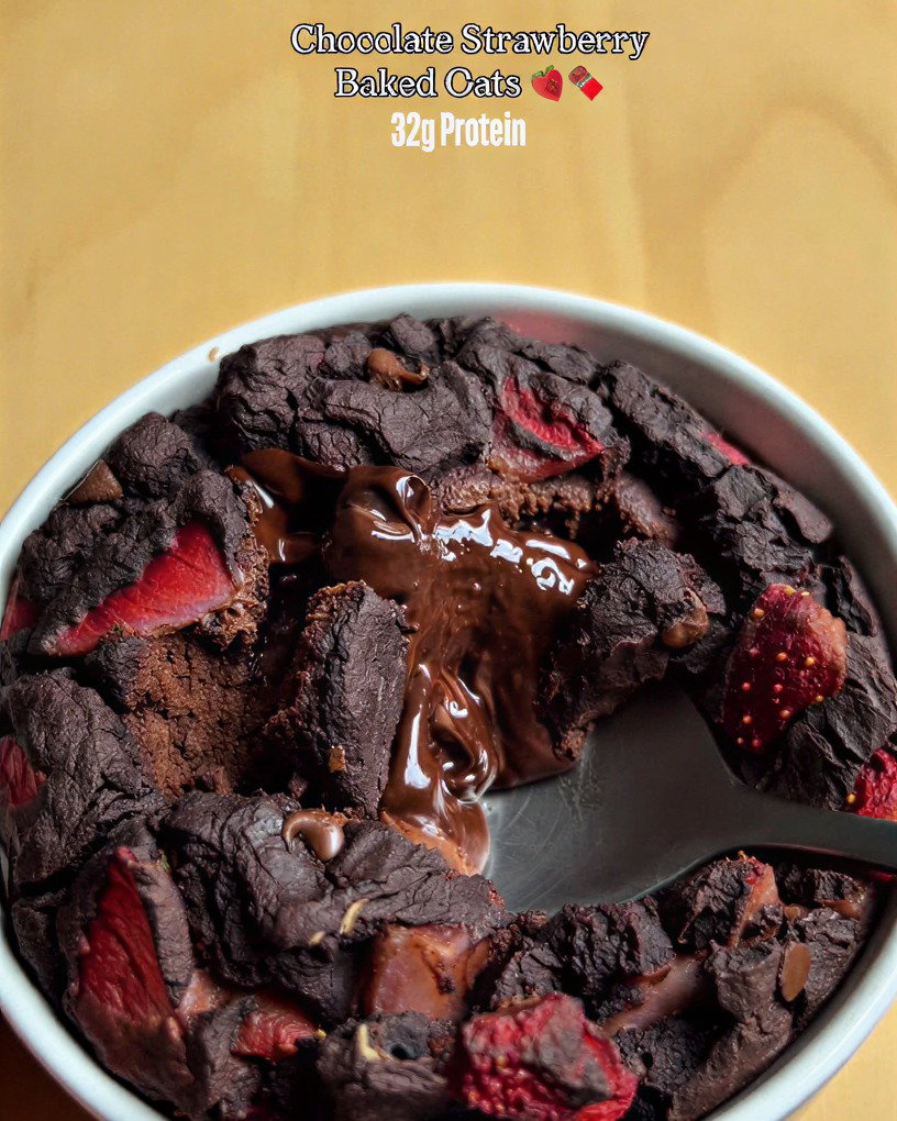 Chocolate Strawberry Protein Baked Oats recipe