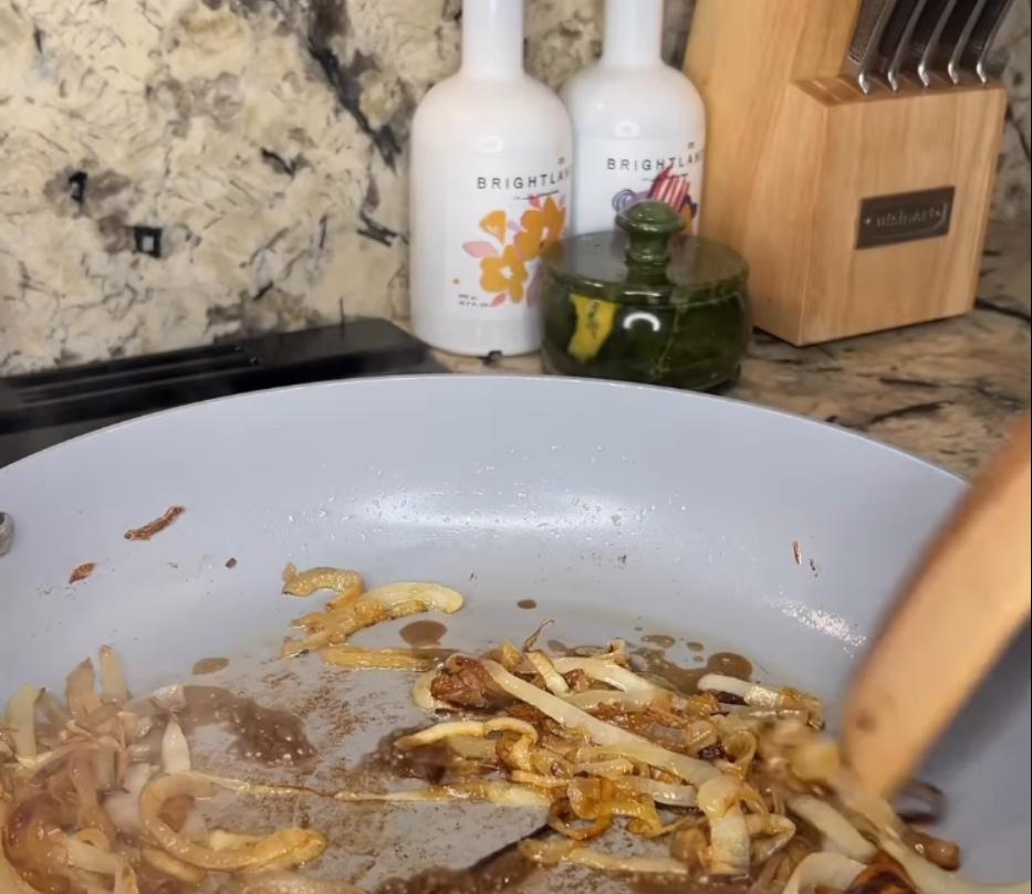 Step 2.1: Add the yellow onion and cook for 10–15 minutes, stirring occasionally, until caramelized and golden brown