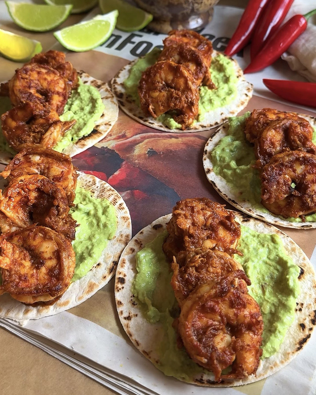 Step 5.2: Place 3 chipotle shrimps on top