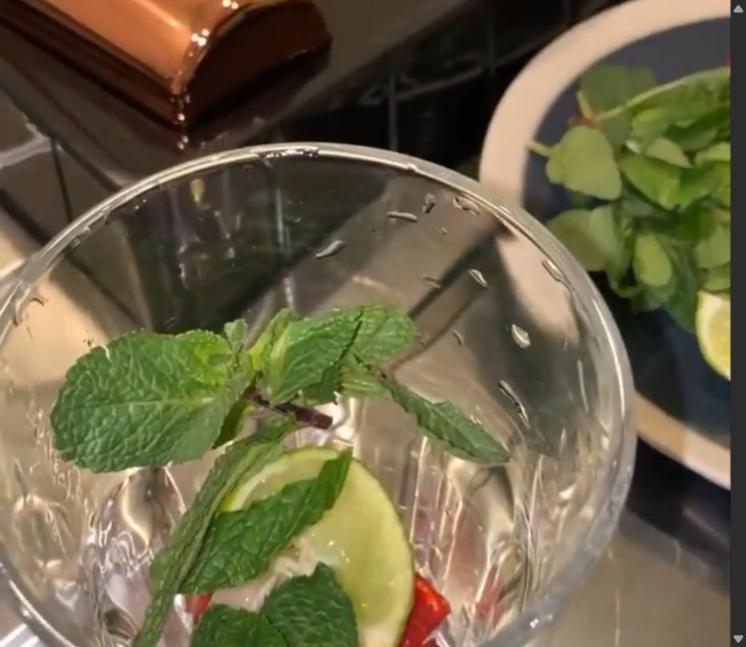 Step 1.1: Add a handful of fresh mint leaves and 2 spoons of sugar