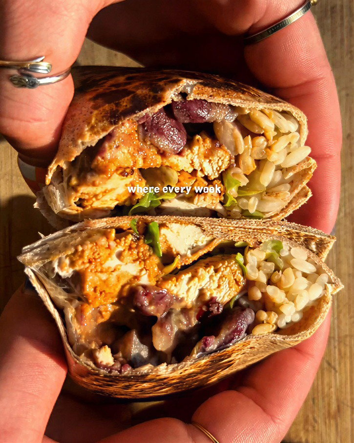 Chipotle Tofu Burrito with Lime Coriander Rice and Chipotle Queso recipe