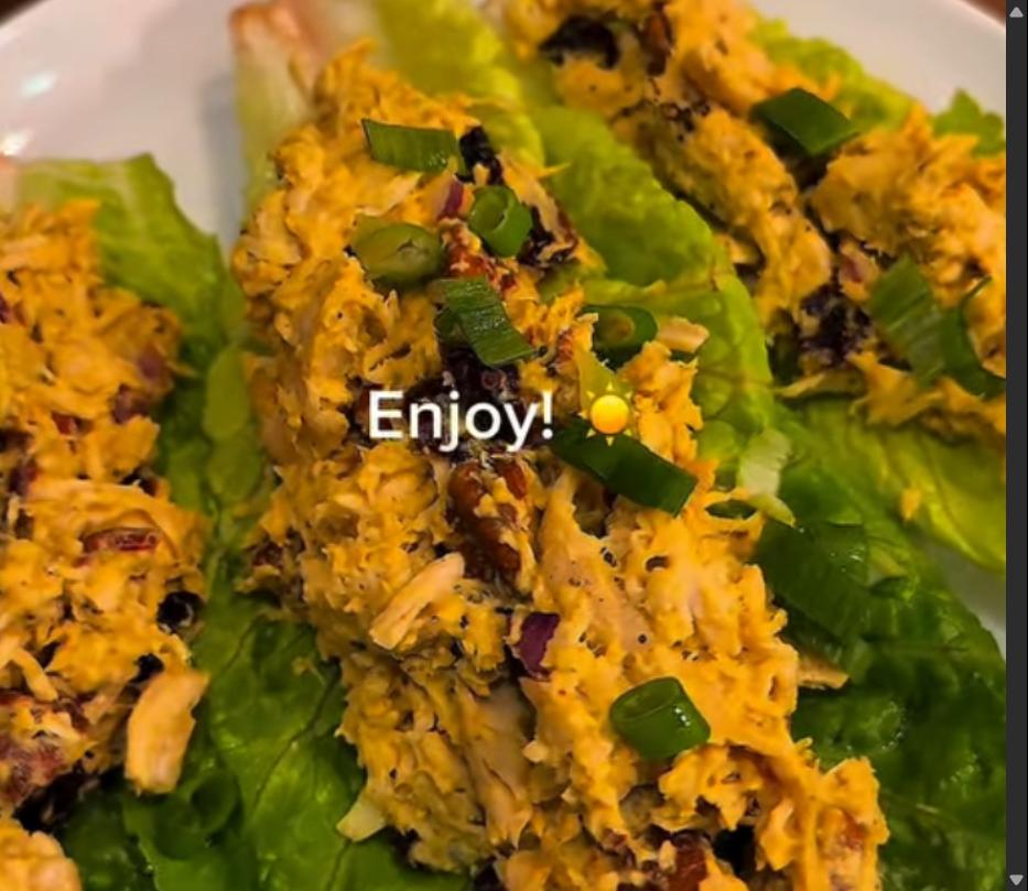 Step 3.1: Serve the salad in lettuce cups and garnish with chopped scallions