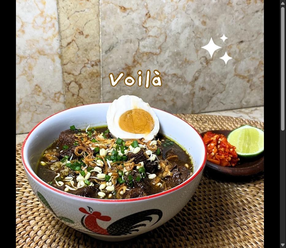 Step 3.1: Serve hot, paired with steamed rice, bean sprouts, green onion, fried shallots, and salted duck egg