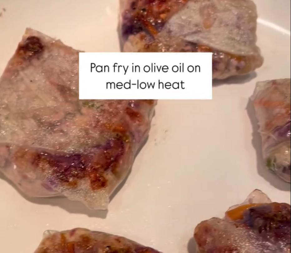 Step 1.1: Pan fry the potstickers in olive oil until golden and crispy on both sides