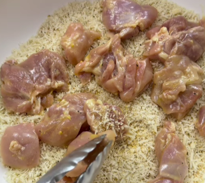 Step 2.1: Roll each skewer in the coating mixture until fully covered