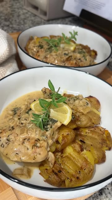 Creamy Dijon Chicken with Smashed Potatoes recipe