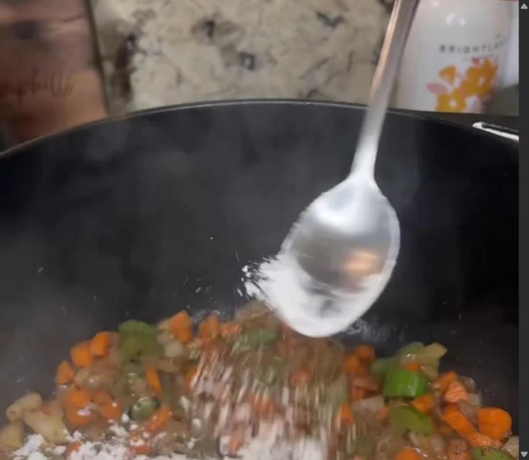 Step 1.1: Sprinkle in flour, stirring and cooking for 1 minute to create a roux