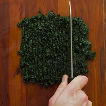 Step 2.1: Finely chop the spinach with a knife
