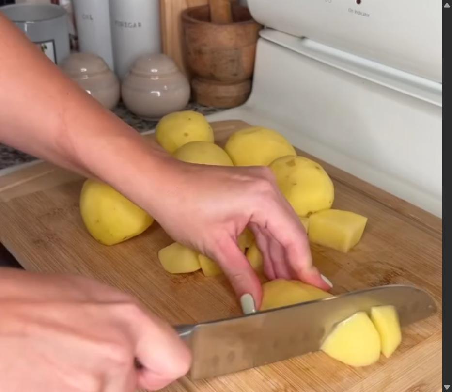 Step 1.1: Peel, cut, and boil potatoes in salted water until tender