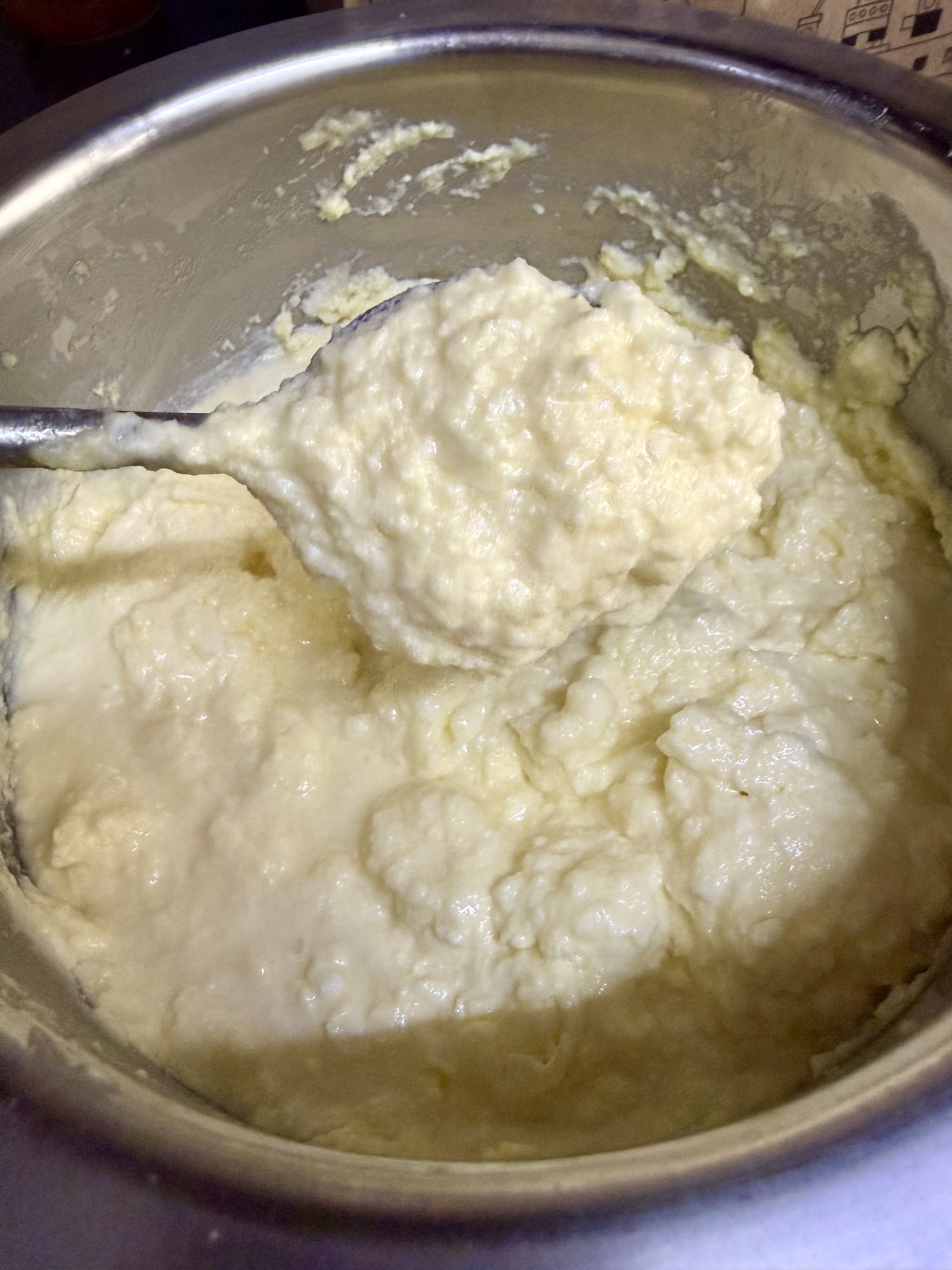 Step 1.1: Add curd to the cream and mix well