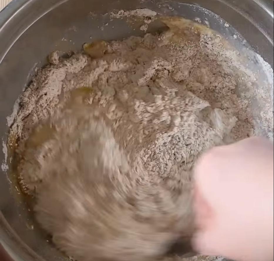 Step 1.1: Mix together with a spoon until a sticky dough forms