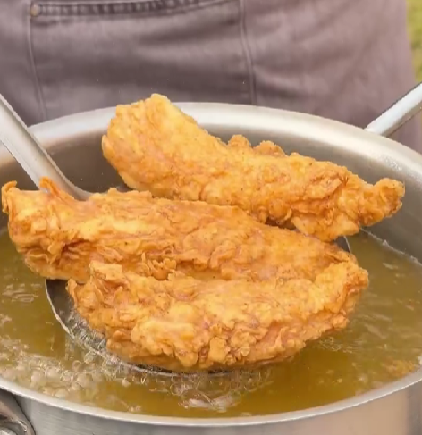 Step 3.1: Fry in hot oil at ~180°C until golden