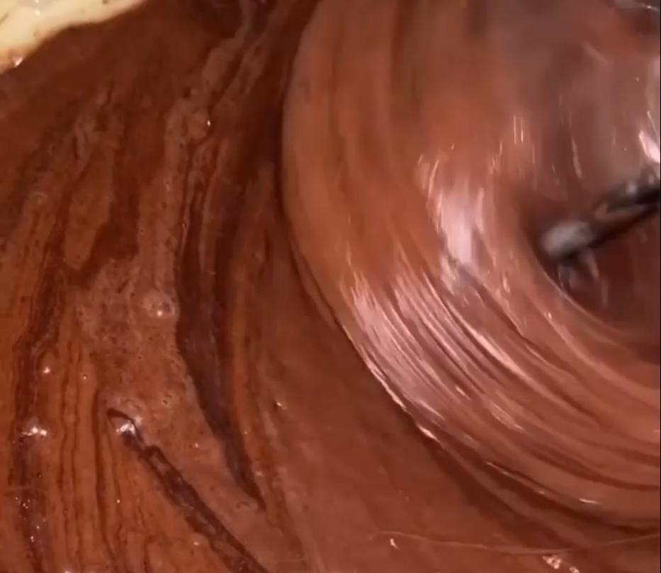 Step 1.1: Melt the dark chocolate and mix it into the egg mixture
