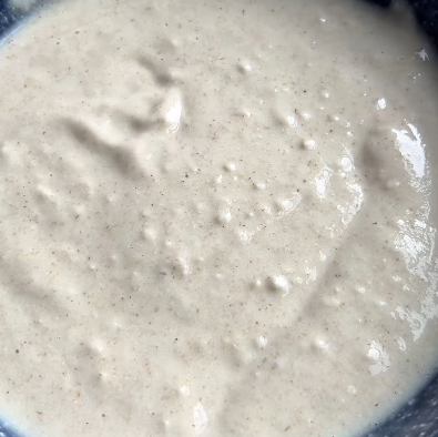 Step 1.1: Combine oat flour, protein powder, baking powder, and water in a bowl until smooth
