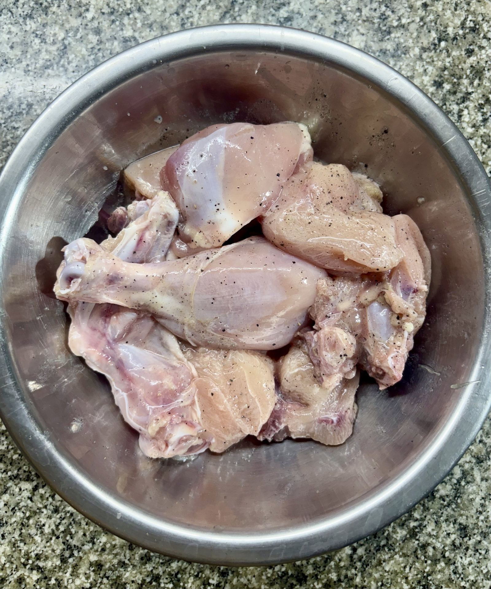 Step 1.1: Combine the chicken with salt, black pepper, and lemon juice