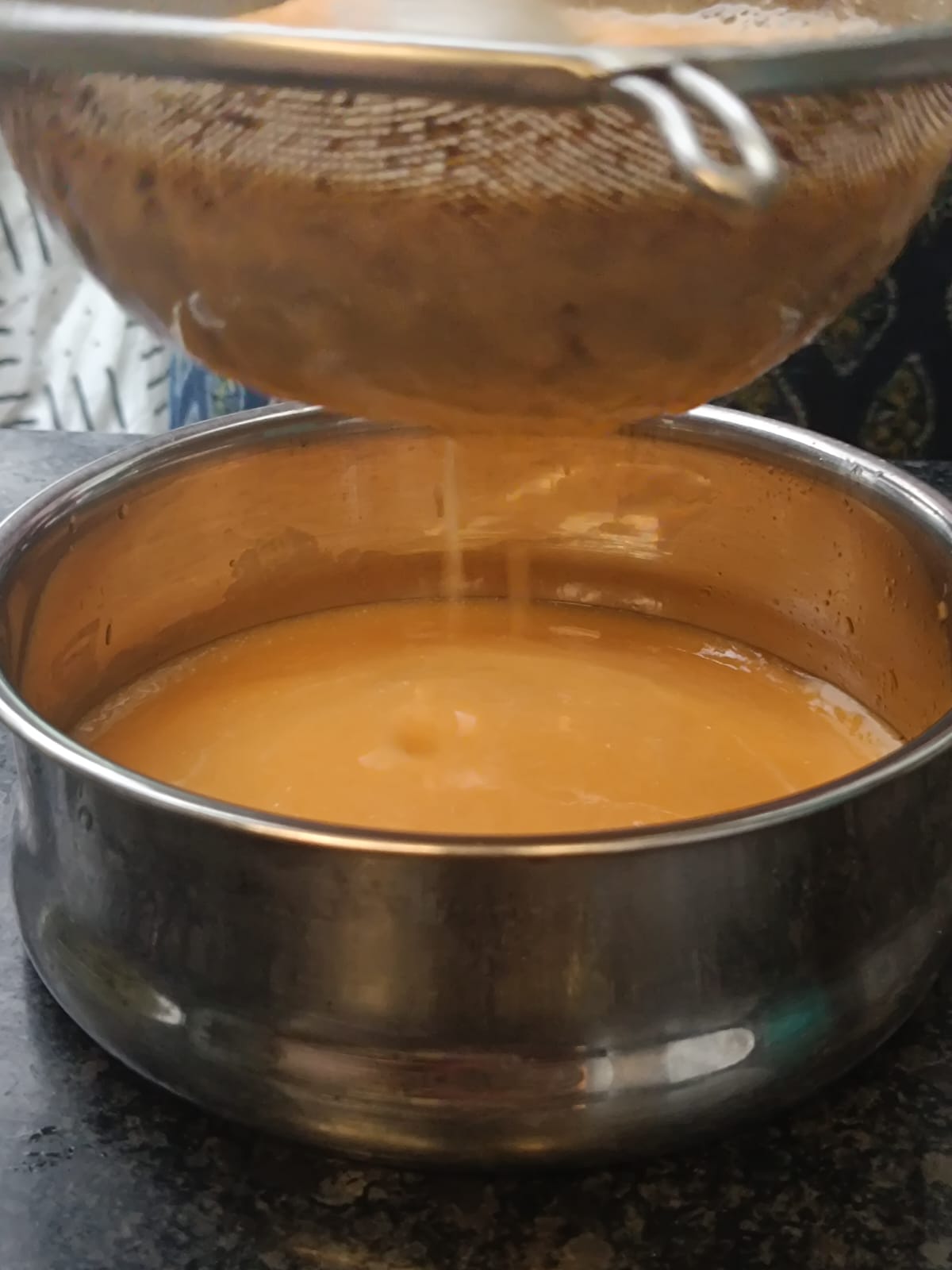Step 1.1: Sieve the mixture using a soup sieve to remove any solids
