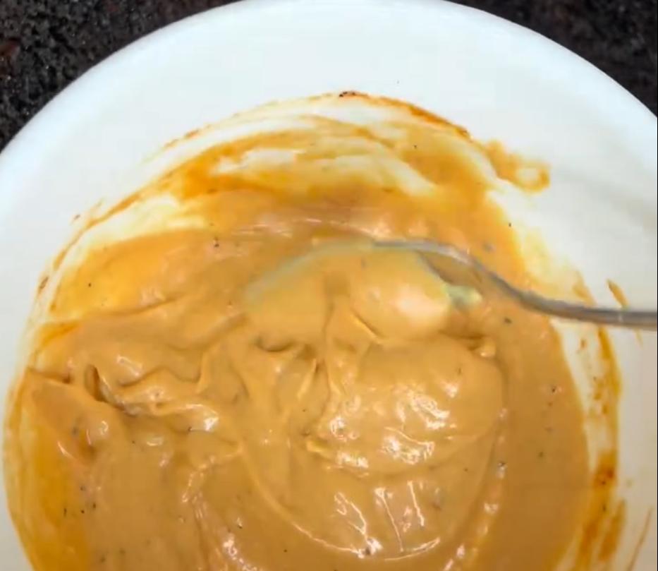 Step 1.1: Mix the light mayonnaise, BBQ sauce, ketchup, Dijon mustard, lemon juice, garlic powder, smoked paprika, salt and pepper together in a bowl until smooth
