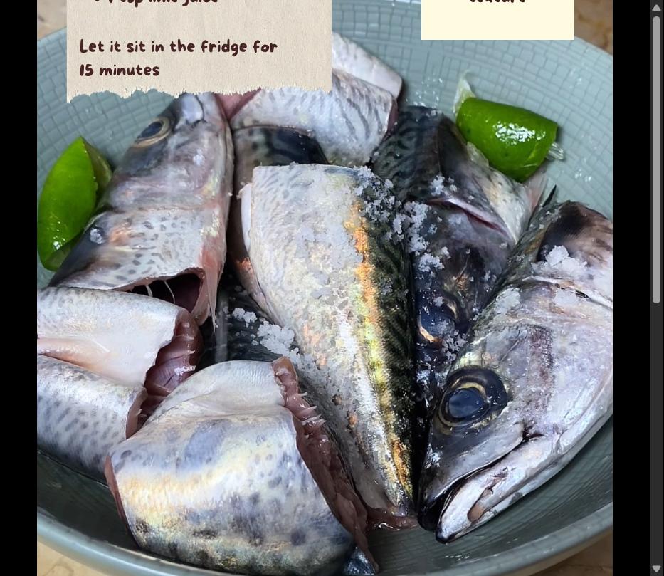 Step 1.1: Marinate mackerel with salt and lime juice