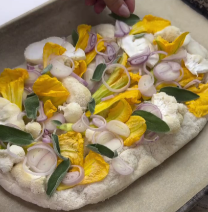 Step 1.1: Sprinkle the sage leaves across the top