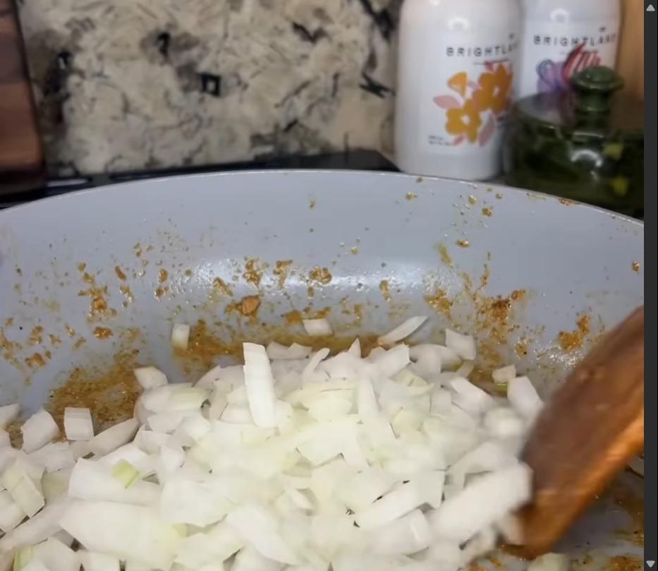 Step 2.1: Add diced onion and cook for 5 minutes until softened and translucent
