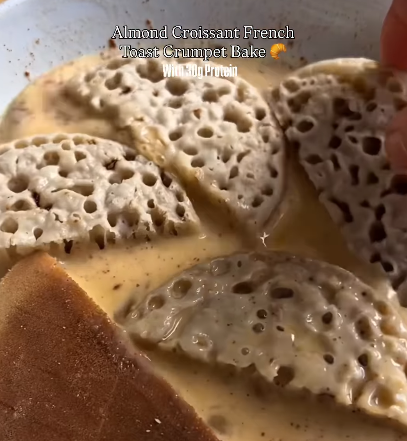 Step 2.1: Soak the crumpets in the egg mixture until fully absorbed
