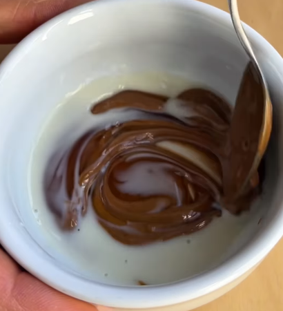 Step 2.1: Mix almond butter, maple syrup, and a tiny splash of milk until smooth