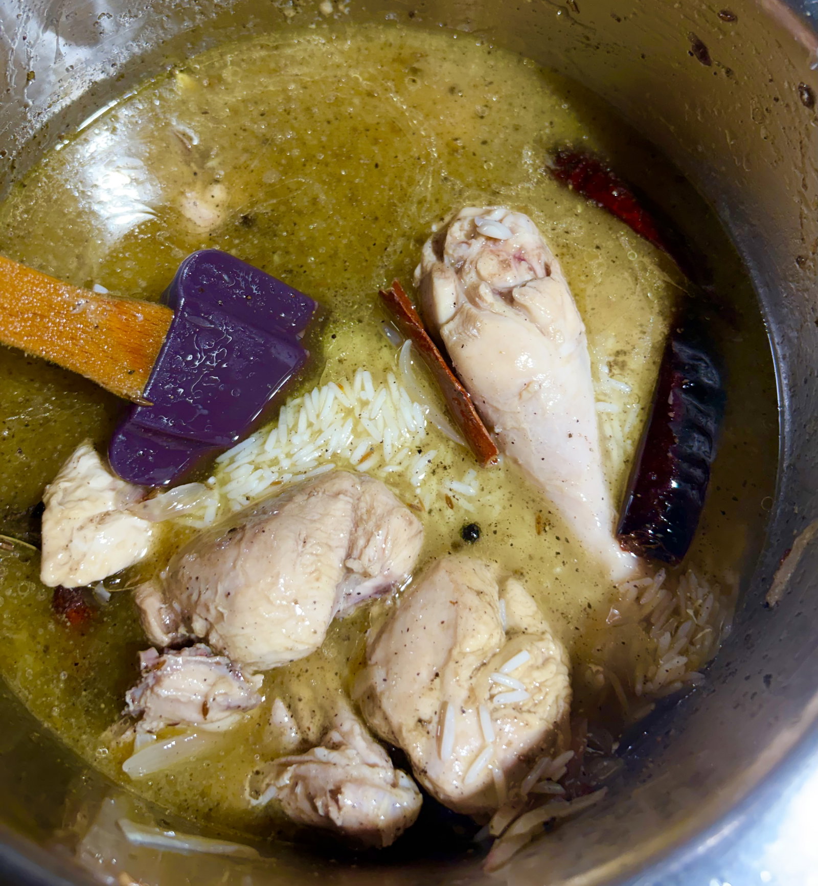 Step 1.1: Gently mix in the drained rice—be careful not to break the grains