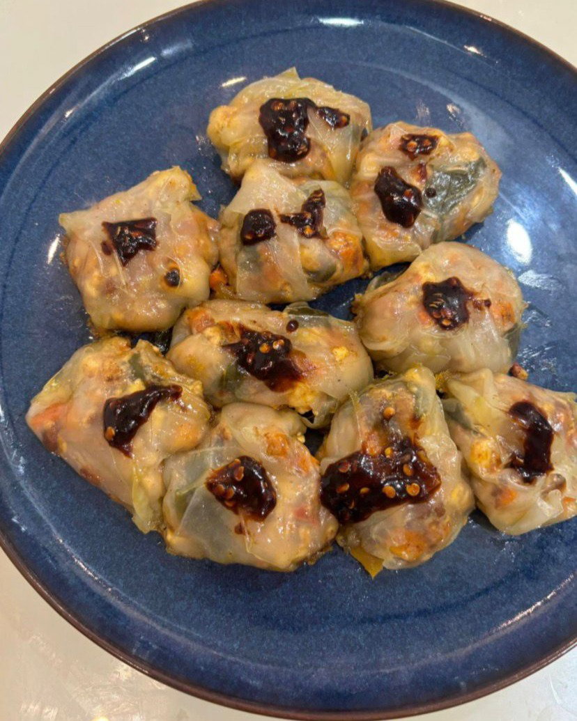 Spiced Paneer Rice Paper Dumplings with Sticky Soy Honey Glaze recipe