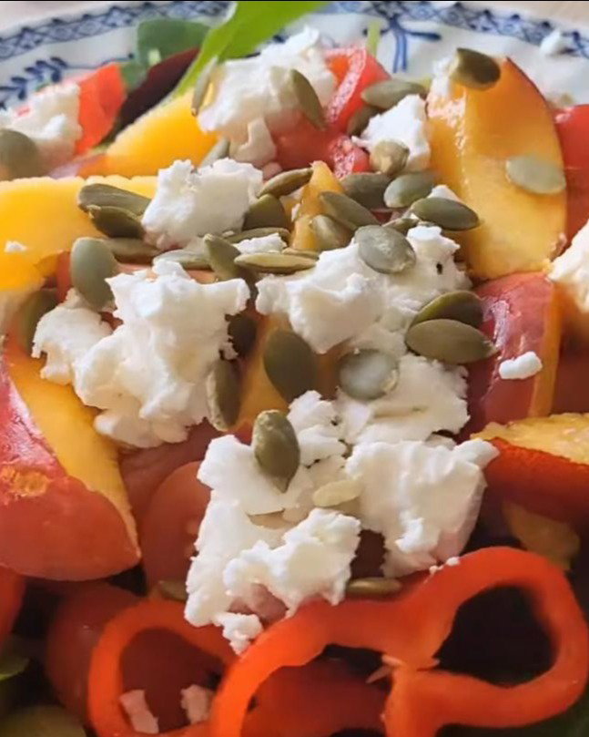 Peach, Pesto and Feta Salad recipe