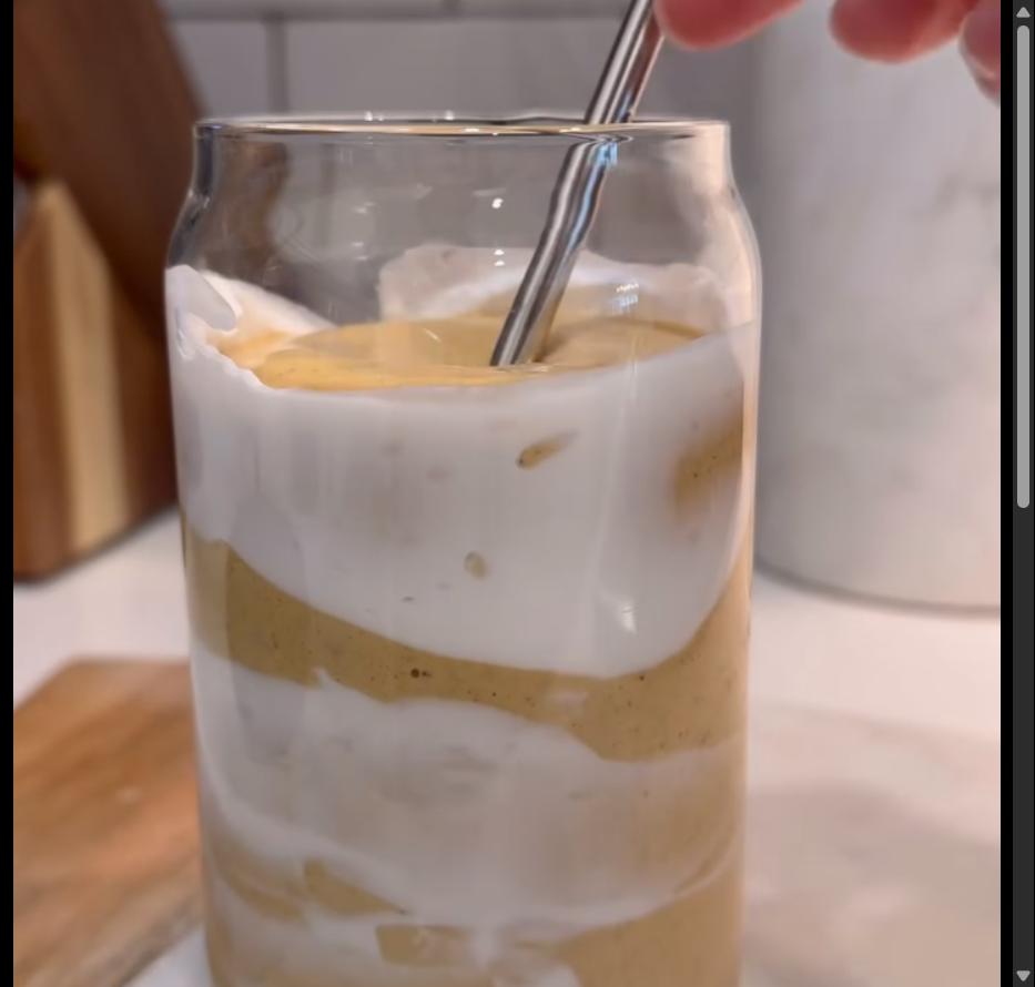 Step 1.1: Pour into a glass and top with pumpkin spice