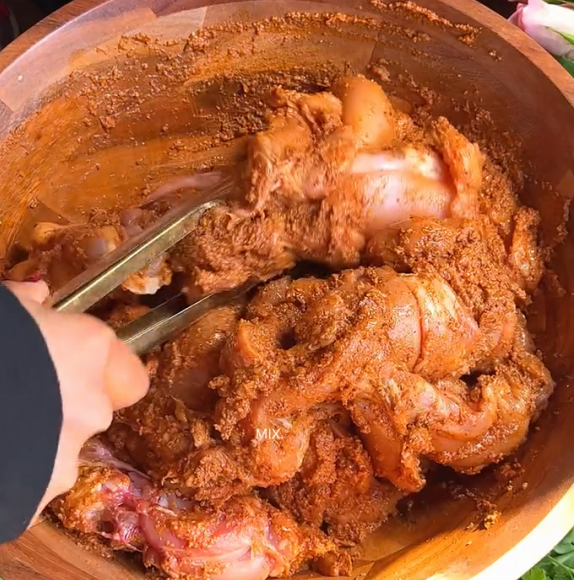 Step 1.1: Add the chicken and marinate thoroughly