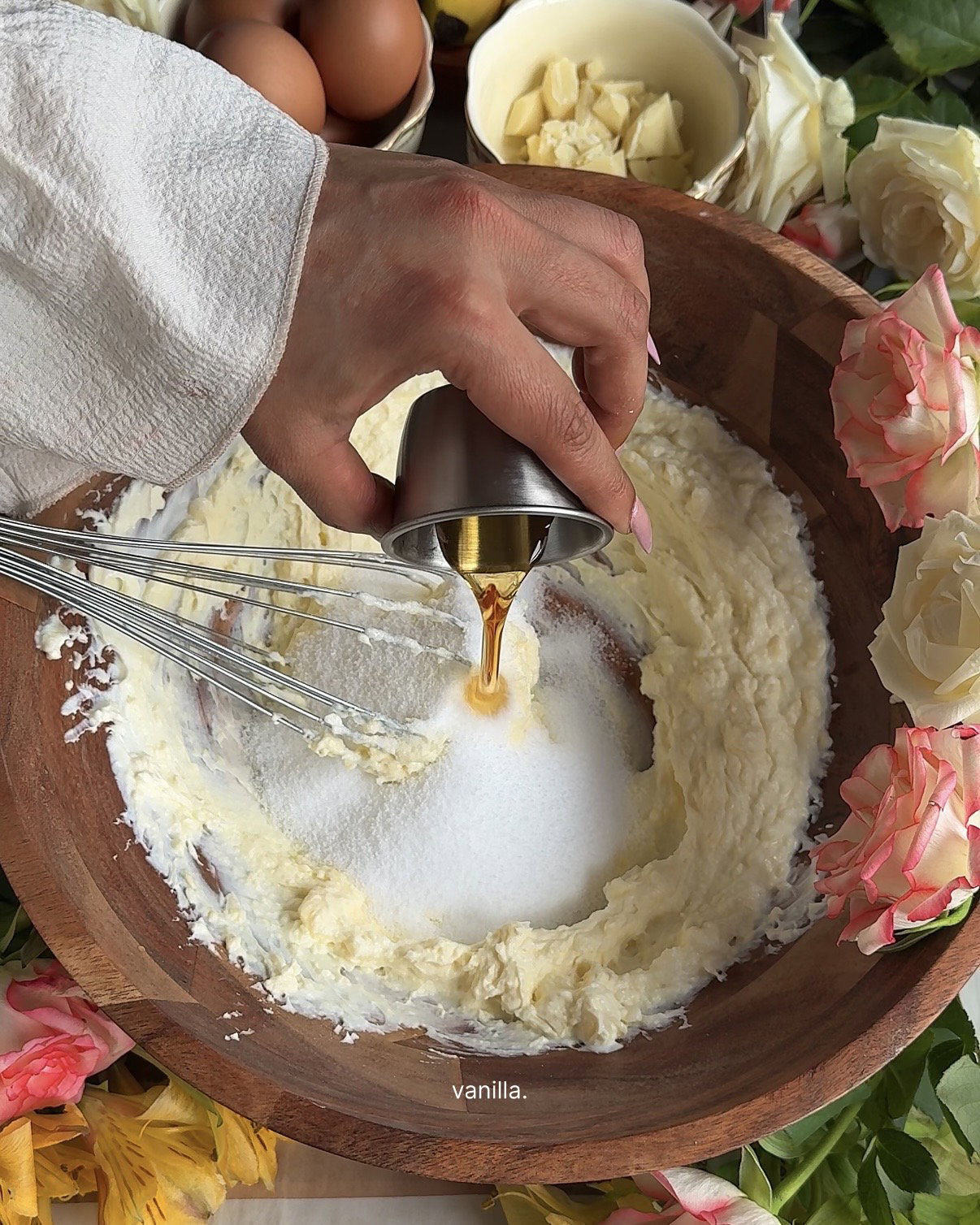 Step 3.1: Mix the cream cheese, room temperature butter, vanilla, and sweetener or sugar until well combined