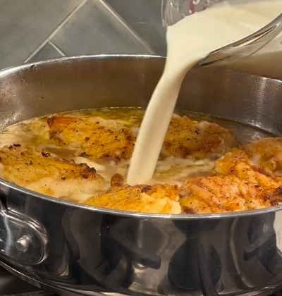 Step 4.1: Stir in heavy cream, Parmesan cheese, and Italian seasoning