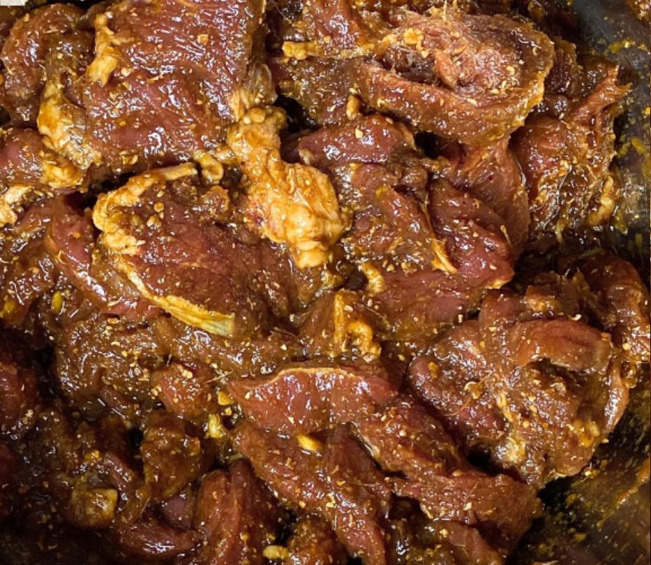 Step 1.1: Marinate the beef for 2 hours at room temperature