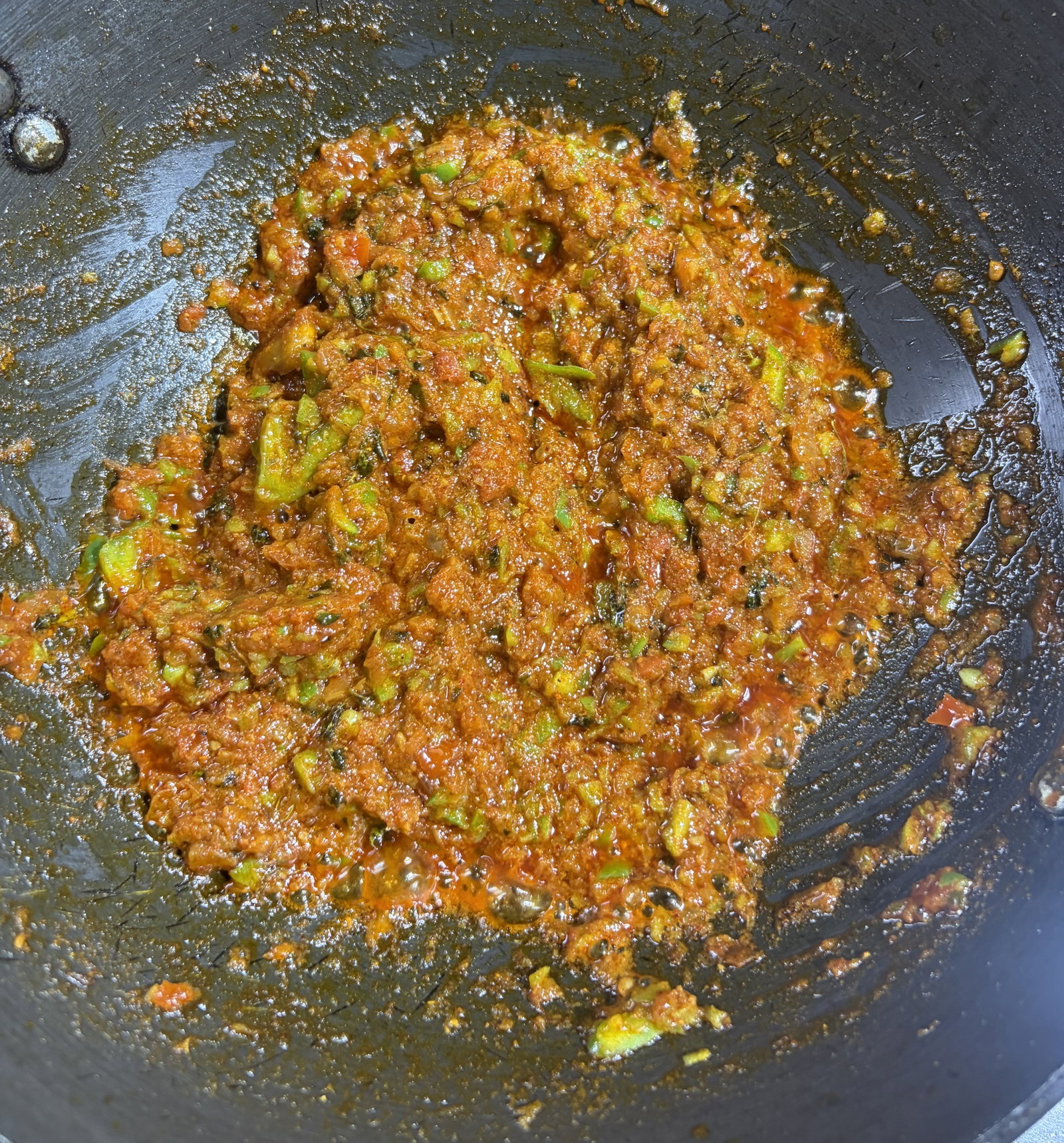 Step 2.1: Add chopped capsicum and cook for 1 minute