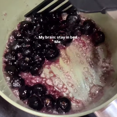 Step 2.1: Drizzle honey over the blueberries and let them cook until syrupy