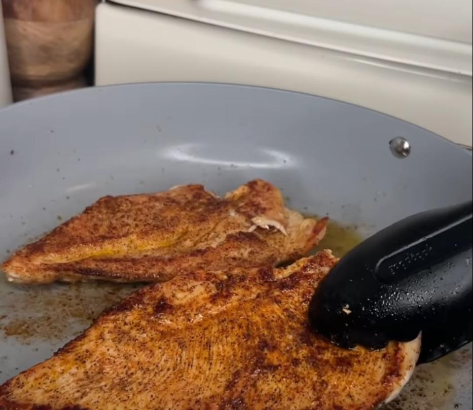 Step 2.1: Cook chicken on both sides until golden brown and internal temperature reaches 165° F
