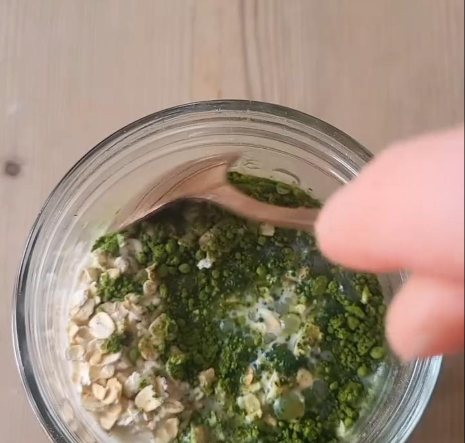 Step 1.1: Pour milk of choice until the oats are just covered