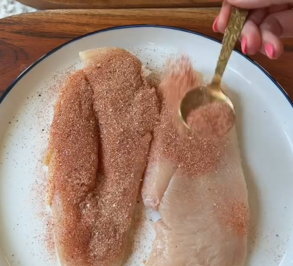 Step 1.1: Season the chicken on both sides with garlic powder, onion powder, smoked paprika, salt, and pepper