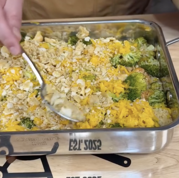 Step 3.1: After 30 minutes, remove the foil to reveal the fully cooked rice and chicken