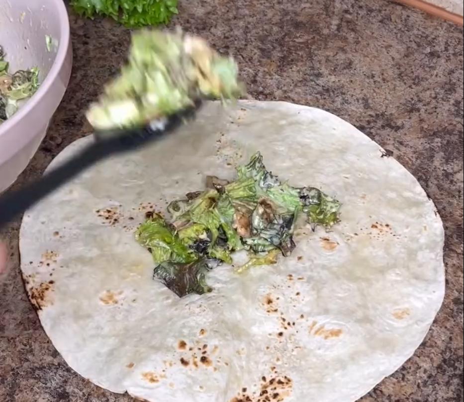 Step 3.1: Assemble the wraps with the tortilla, lettuce, chicken, Parmesan cheese, and dressing, then roll up and enjoy
