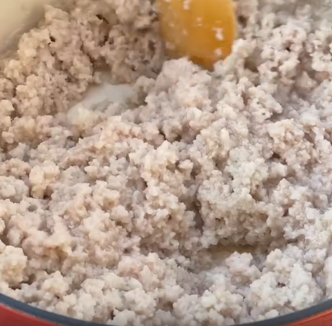 Step 1.1: Let the lamb fat render slowly on low heat, covered, stirring from time to time