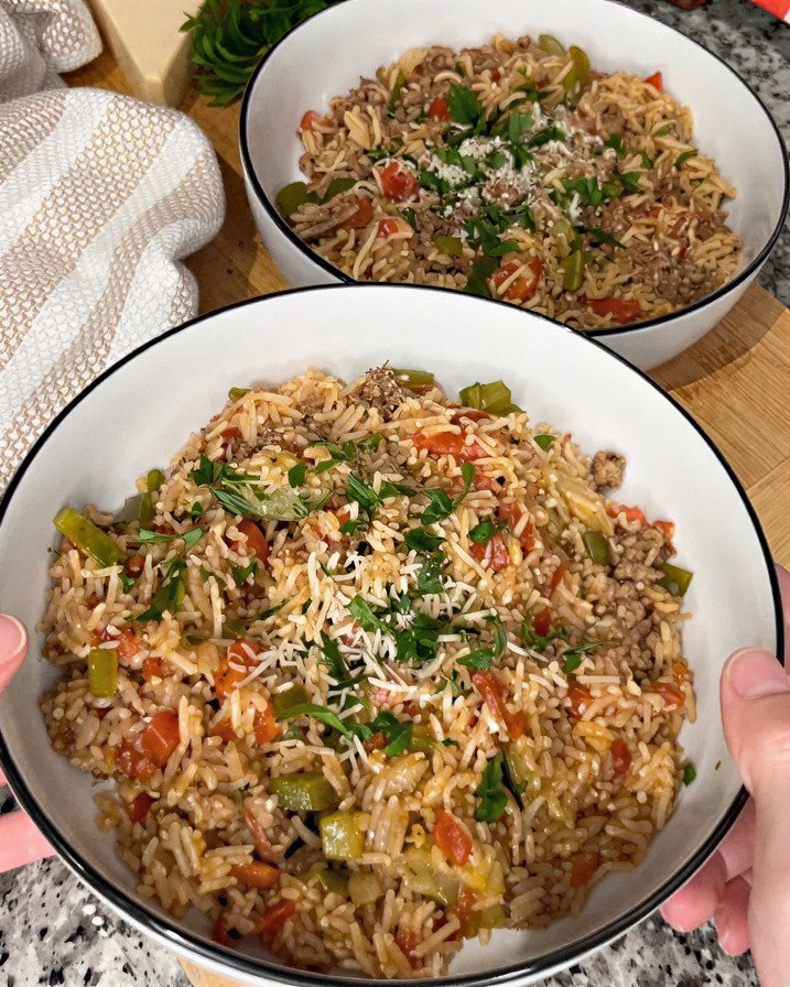 Italian Style Ground Beef and Rice Skillet recipe
