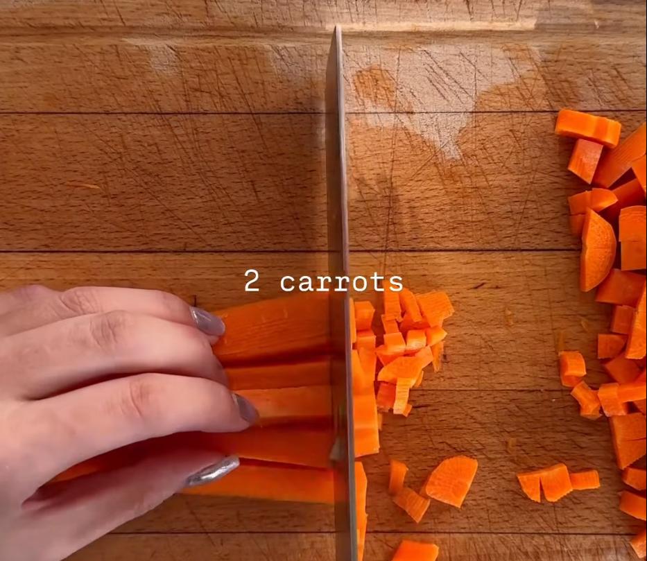 Step 1.1: Wash and chop all your vegetables, then cube the beef
