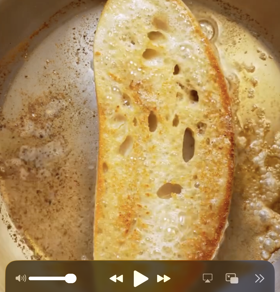 Step 3.1: Toast the bread slices in butter until golden