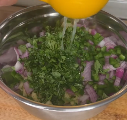 Step 1.1: Combine pineapple, half a red onion, jalapeño, cilantro, and juice of lime in a bowl