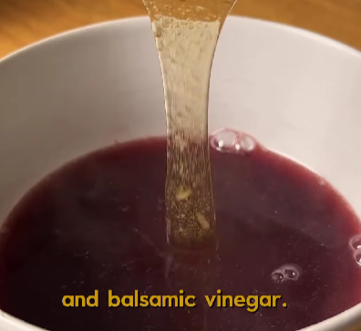 Step 2.1: Add honey and balsamic vinegar to the reduced pomegranate juice to create the molasses