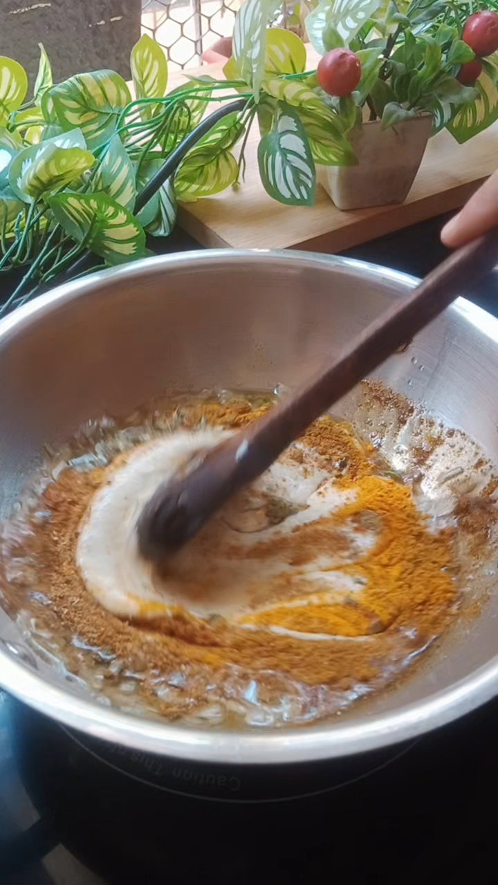 Step 3.2: Add roasted cumin powder, chole masala, coriander powder, turmeric powder, kasoori methi, and red chili powder